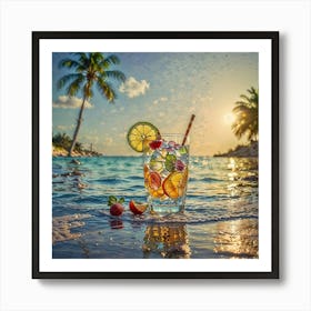 Tropical Cocktail On The Beach Art Print