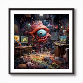 Monster In A Room Art Print