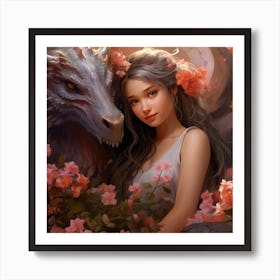 Girl With A Dragon Art Print