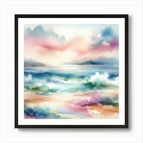 Own a Dreamy Beachscape: Abstract Watercolor Painting. Art Print