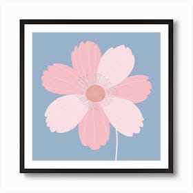 A White And Pink Flower In Minimalist Style Square Composition 146 Art Print