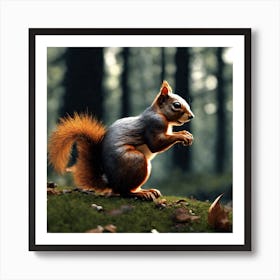 Squirrel In The Forest 30 Art Print