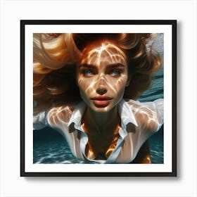 Underwater Portrait Of A Young Woman Art Print