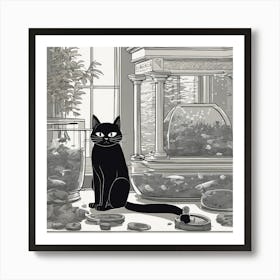 Cat In Aquarium Art Print