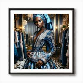 Afrofuturism Blue Dress-1 Art Print