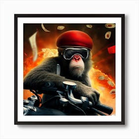 Monkey On A Motorcycle 1 Art Print
