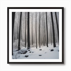 Picture Of A Forest With Snow Art Print