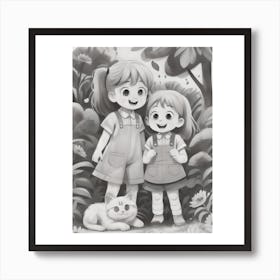 Two Girls In The Woods Art Print