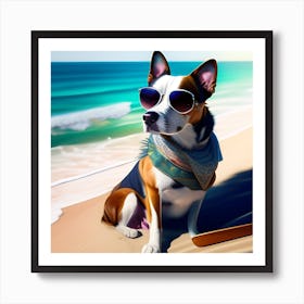 Dog On The Beach Art Print