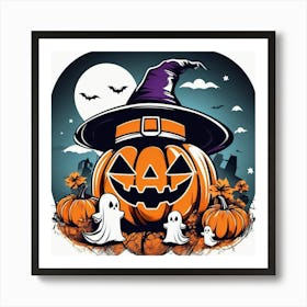 Halloween Pumpkin with hat 4 Art Print