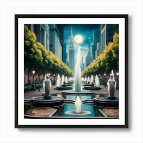 New York City Fountain Art Print