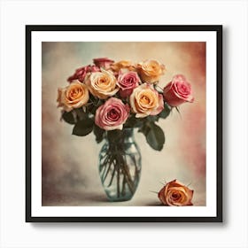 Roses In A Vase 4 Art Print