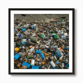 Plastic Trash On The Beach Art Print