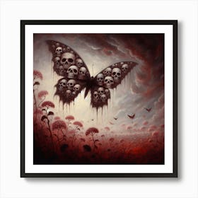 Skulls And Butterflies 1 Art Print