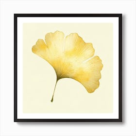 Title: "Gilded Flora: The Golden Ginkgo"  Description: "Gilded Flora" celebrates the unique beauty of the ginkgo leaf, a symbol of resilience and longevity. The golden hues of the leaf are rendered with a luminosity that echoes the warmth of sunlight, capturing the leaf's fan-like shape and delicate veining. This piece conveys the essence of autumn's gilded display, where each leaf becomes a natural relic of time's passage. The subtle play of light and shadow, along with the gentle texture, imparts a sense of depth and life to the artwork. It's an elegant homage to the enduring ginkgo, offering a touch of timeless beauty and a whisper of nature's enduring grace to any space. Art Print