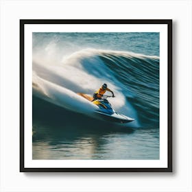 Jet Skier Riding A Wave Art Print