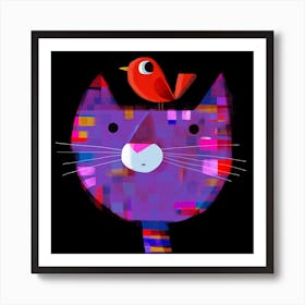 Cat With Pesky Bird Art Print