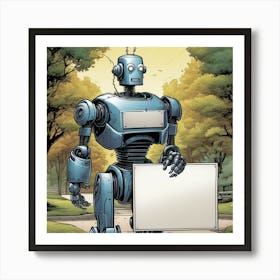 Robot Holding A Sign 6 Art Print
