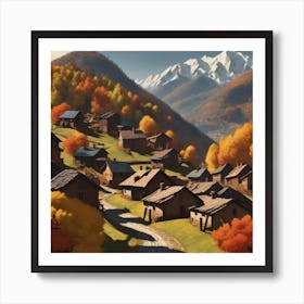 Village In Autumn Art Print