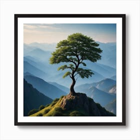 Lone Tree On Top Of Mountain 42 Art Print