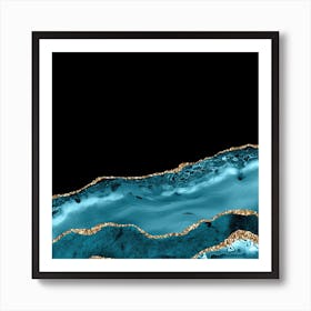 Teal & Gold Agate Texture 16 Art Print