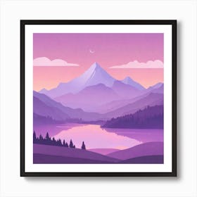 Misty mountains background in purple tone 117 Art Print