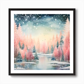 Frost-kissed Festivity: Watercolour Christmas Delight Art Print