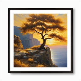 Lone Tree At Sunset 7 Art Print