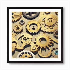 Gold Gears Background 4 Art Print