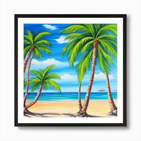 Palm Trees On The Beach 6 Art Print