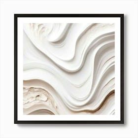 White Wavy Texture abstract painting art Art Print