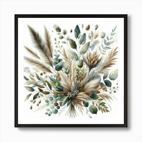 Foliage Feather Bouquet Art Print