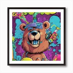 Psychedelic Teddy Bear Art Print