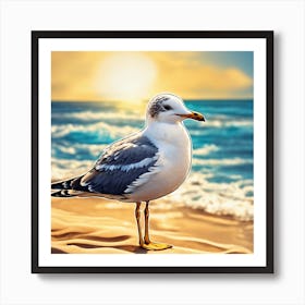 Seagull On The Beach 1 Art Print