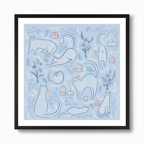 Cats and Candles Art Print