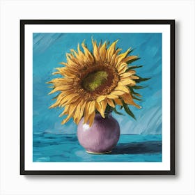 Sunflower In A Pink Bud Vase Art Print