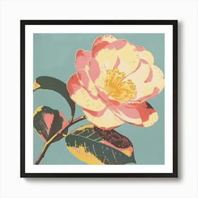 Camellia 2 Square Flower Illustration Art Print