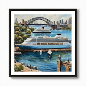 Sydney Harbour Bridge Cruise Ship Art Print