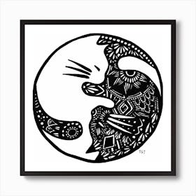 Yin Yang Kitty Art Print