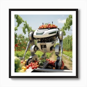 Robot Harvesting Tomatoes Art Print