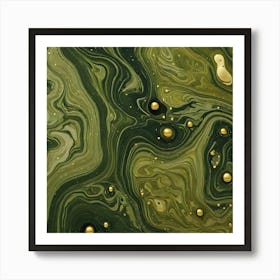 olive gold abstract wave art 24 Art Print