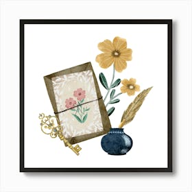 Floral love letter in sealed envelope Art Print