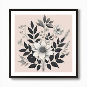 Black And White Flowers Art Print