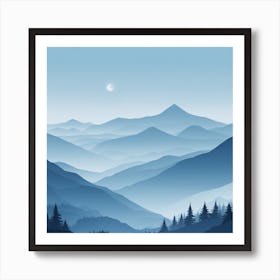 Misty mountains background in blue tone 30 Art Print