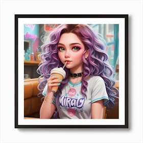 Ice Cream Girl Art Print