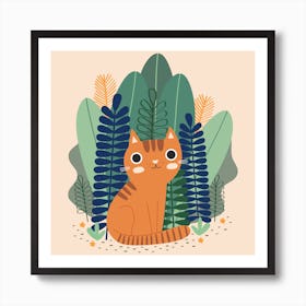 Orange Garden Cat Art Print