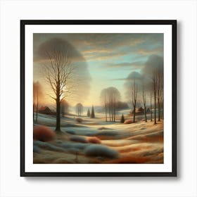 Hilma's Touch: Early Spring Landscape with Abstract Inspirations. Art Print