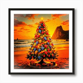 Christmas Tree On The Beach 2 Art Print