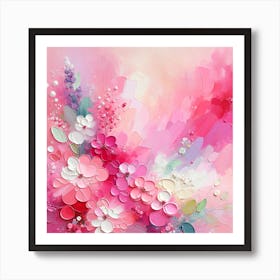 Abstract - Pink Flowers Art Print