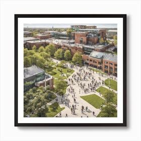 Aerial View Of A Campus Art Print